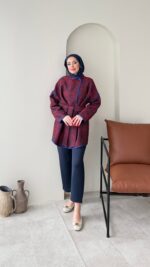 Etro Kuşaklı Kimono - Bordo - Görsel 3