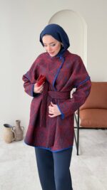 Etro Kuşaklı Kimono - Bordo - Görsel 5
