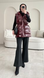 Voya Rugan Yelek - Bordo - Görsel 5