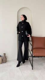 Hare Triko Hırka - Siyah - Görsel 5