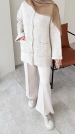 Hare Triko Hırka - Taş - Görsel 4