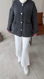 Hare Triko Hırka - Antrasit - Görsel 4