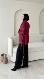 Mate Bağcık Ceket - Bordo - Görsel 4