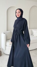 Elvis Bağlamalı Elbise - Lacivert - Görsel 5