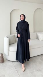 Elvis Bağlamalı Elbise - Lacivert - Görsel 6