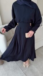 Meyla Gold Detaylı Elbise - Lacivert - Görsel 4