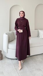 Meyla Gold Detaylı Elbise - Bordo - Görsel 2