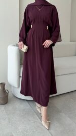 Meyla Gold Detaylı Elbise - Bordo - Görsel 4