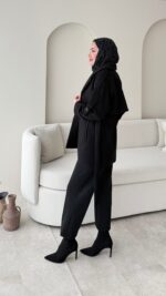 Rosi Kaşe Kaban - Siyah - Görsel 4