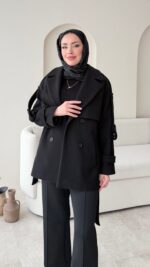 Rosi Kaşe Kaban - Siyah - Görsel 6