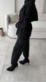 Rosi Kaşe Kaban - Siyah - Görsel 8