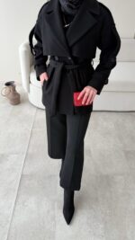 Rosi Kaşe Kaban - Siyah - Görsel 9