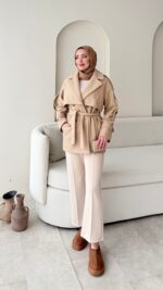 Rosi Kaşe Kaban - Camel - Görsel 2