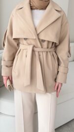 Rosi Kaşe Kaban - Camel - Görsel 3