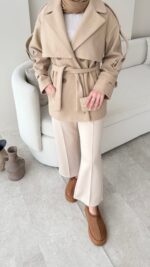 Rosi Kaşe Kaban - Camel - Görsel 6