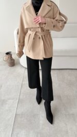 Rosi Kaşe Kaban - Camel - Görsel 7