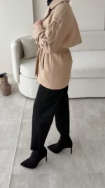 Rosi Kaşe Kaban - Camel - Görsel 8