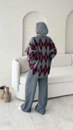 Baklava Desen Triko Kazak - Antrasit - Görsel 5