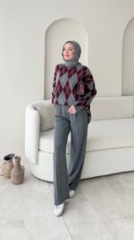 Baklava Desen Triko Kazak - Antrasit - Görsel 7