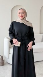 Lovra Bağlamalı Scuba Elbise - Siyah - Görsel 3