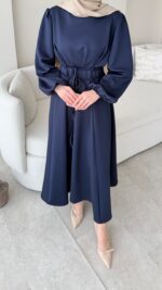 Lovra Bağlamalı Scuba Elbise - Lacivert - Görsel 2