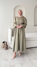 Lovra Bağlamalı Scuba Elbise - Yeşil - Görsel 3