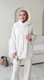 Mores Tüylü Kap - Ekru - Görsel 3