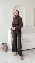 Vena Bağlamalı Oyşo Takım - Kahverengi - Görsel 2