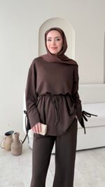 Vena Bağlamalı Oyşo Takım - Kahverengi - Görsel 4