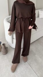 Vena Bağlamalı Oyşo Takım - Kahverengi - Görsel 5