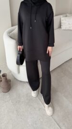 Pilya Fermuarlı Scuba Takım - Siyah - Görsel 5