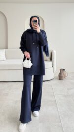 Pilya Fermuarlı Scuba Takım - Lacivert - Görsel 7