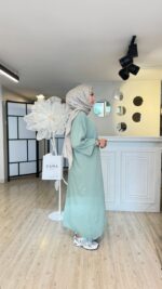 Fermuarlı Triko Elbise - Mint Yeşil - Görsel 4