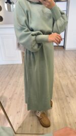 Balonkol Triko Elbise - Mint Yeşil - Görsel 3