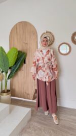 Yaprak Kimono - Kahverengi - Görsel 5