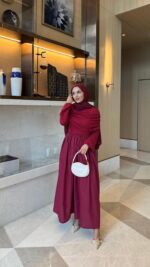 Pare Elbise - Bordo - Görsel 3