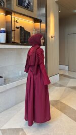 Pare Elbise - Bordo - Görsel 7