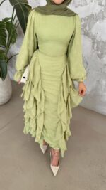 Işıl Elbise - Çağla Yeşili - Görsel 4