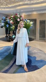 Beril Pileli Elbise - Beyaz