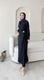 Sare Pileli Elbise - Lacivert (ön sipariş) - Görsel 3