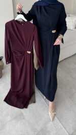 Sare Pileli Elbise - Lacivert (ön sipariş) - Görsel 7