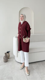 Misa Angora Hırka - Bordo - Görsel 2