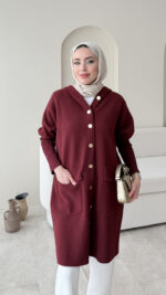 Misa Angora Hırka - Bordo - Görsel 3