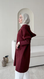 Misa Angora Hırka - Bordo - Görsel 5
