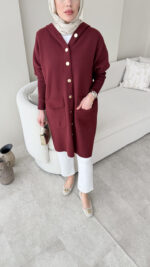 Misa Angora Hırka - Bordo - Görsel 6