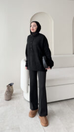 Furpa Düğmeli Kazak - Siyah - Görsel 2