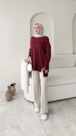 Efin Kesimli Sweat – Bordo