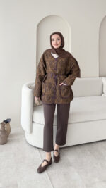 Etnik Düğmeli Ceket - Kahverengi