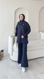 Kasi Şal Yaka Scuba Takım - Lacivert - Görsel 2