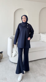 Kasi Şal Yaka Scuba Takım - Lacivert - Görsel 3